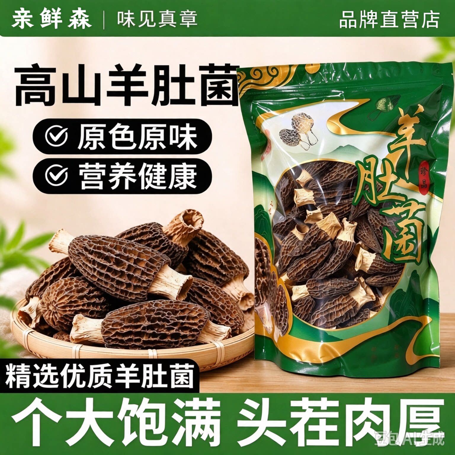 亲鲜森云南羊肚菌干货
