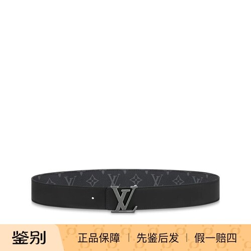 路易威登黑银标黑花双面4CM腰带