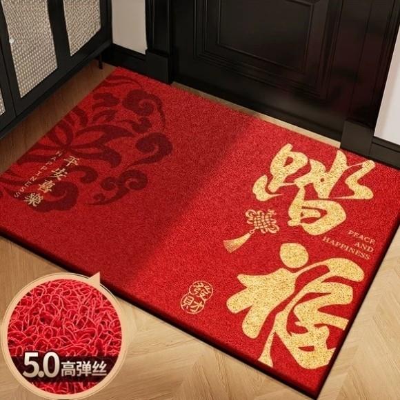 入户门地垫进门口防尘免洗脚垫家用2026新款耐脏防滑红色丝圈门垫