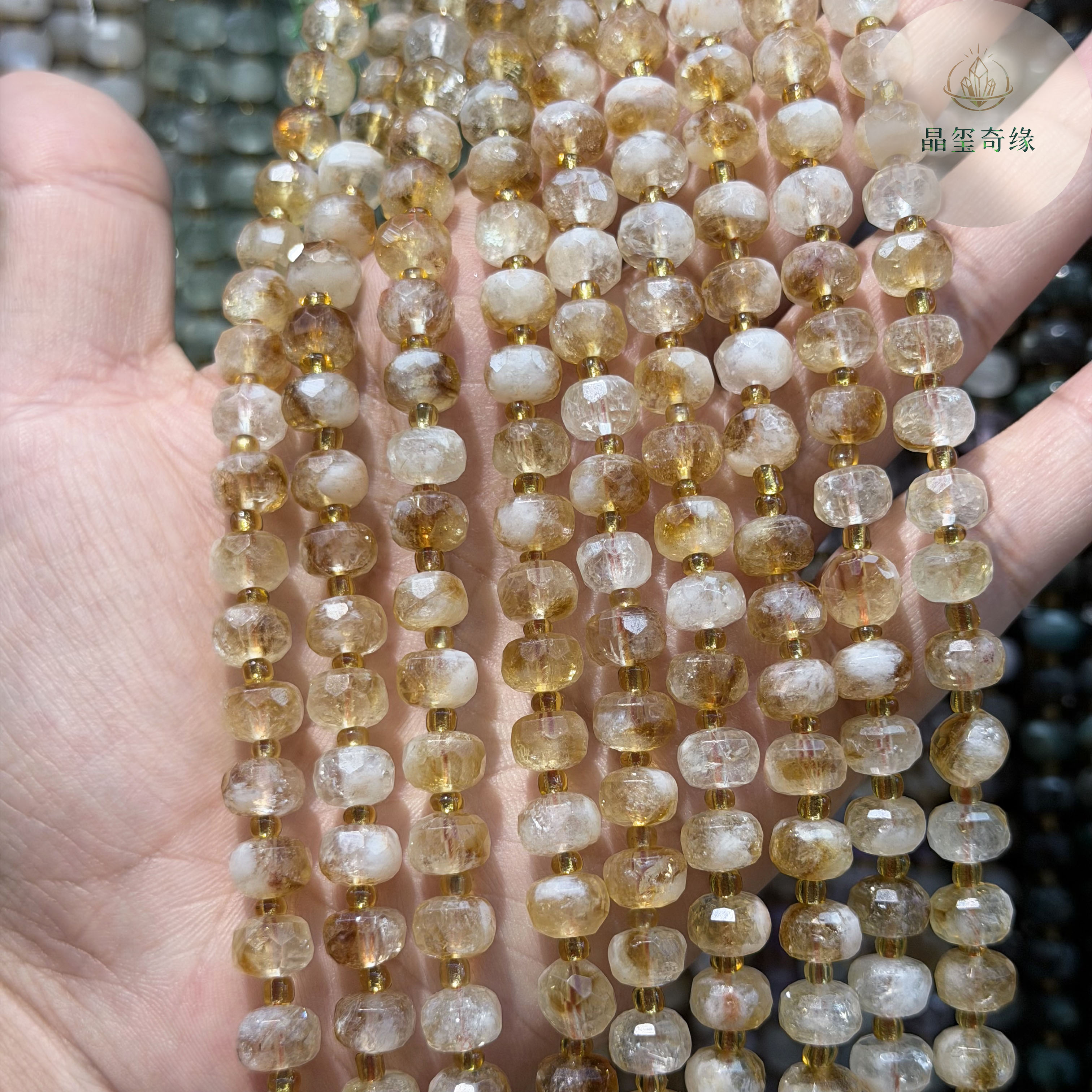 5-8mm天然水晶切面车轮珠散珠