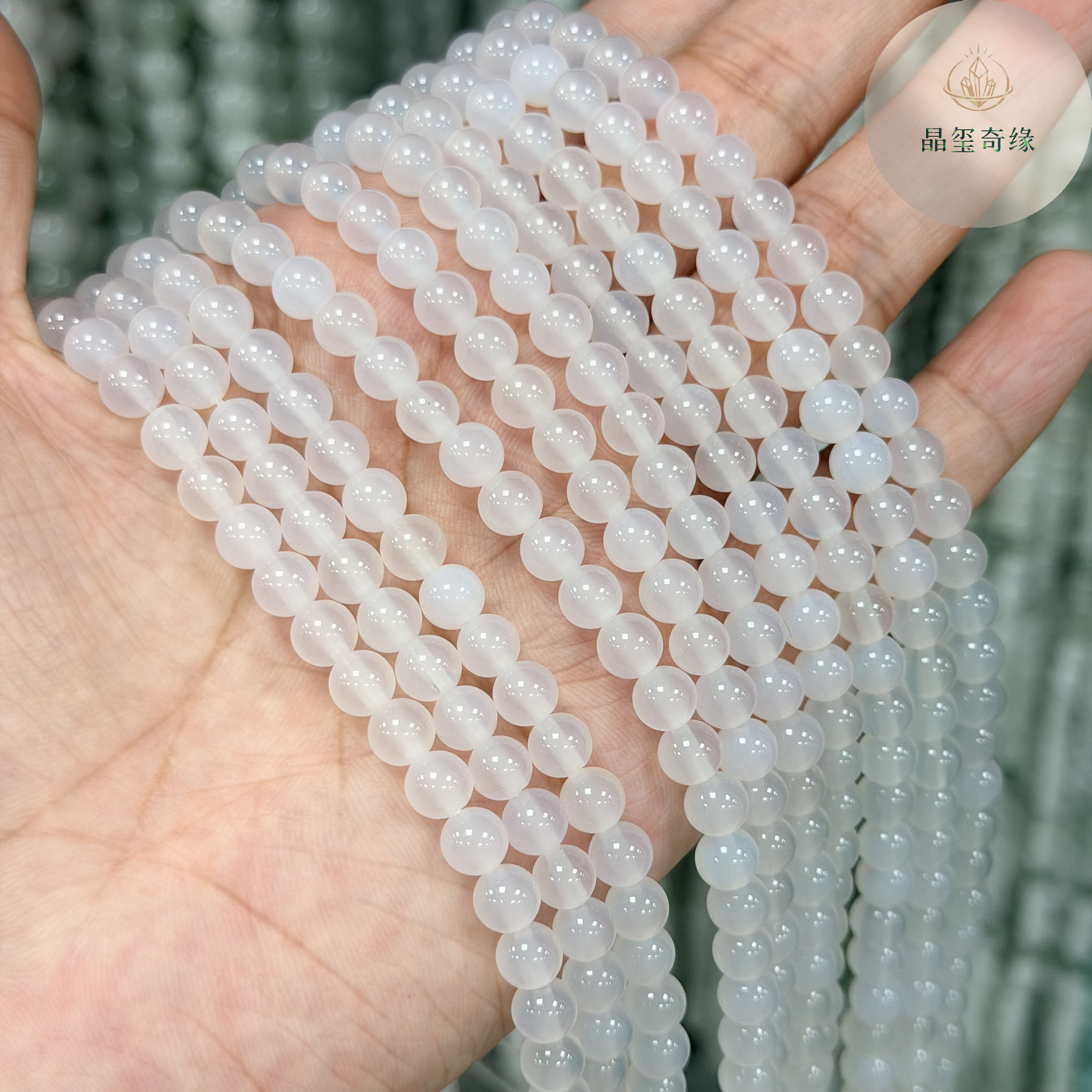 6mm天然优质白玛瑙散珠荔枝冻圆珠半成品diy手串手链项链饰品配件
