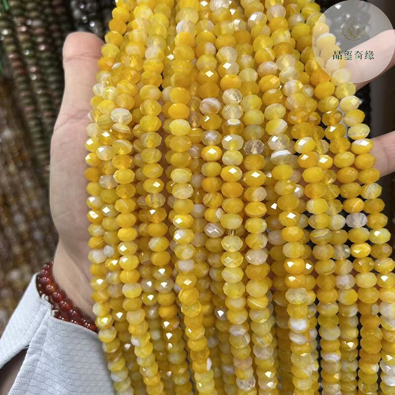 5*8mm各种天然玉石玛瑙切面车轮珠散珠子diy串珠手链项链饰品配件