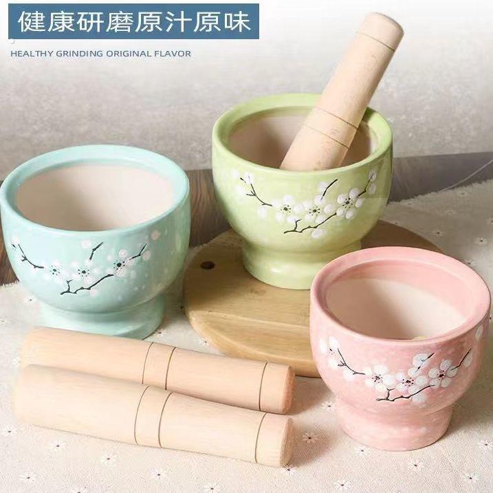 石头蒜臼子家用老式压蒜器传统捣蒜罐陶瓷蒜缸砸蒜罐捣蒜泥器