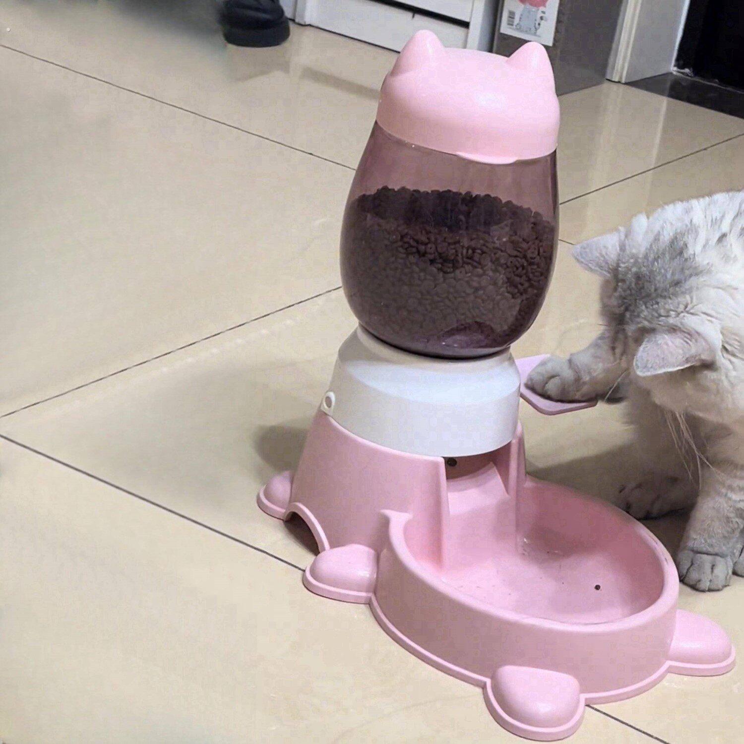 猫咪按压喂食器水粮一体自助防打翻投食器中小型犬猫粮盆宠物用品
