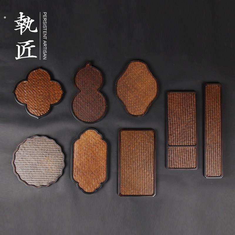 天然重竹席面干泡台葫芦编织储水式茶盘壶承壶垫壶托杯垫杯托茶具