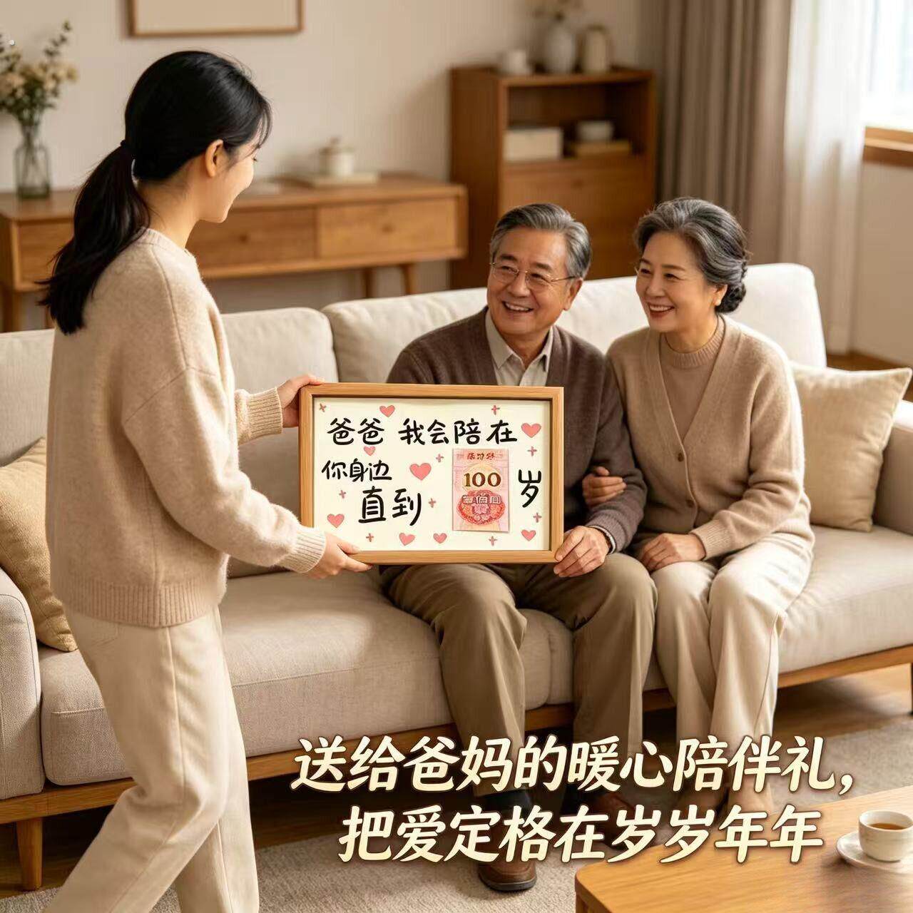 爸爸妈妈我会陪你到100岁父亲节暖心相框送爸爸妈妈中老年适用生