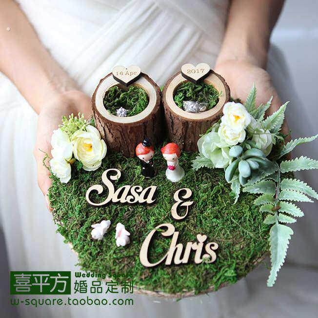 【喜平方】森林的婚礼戒托韩式结婚戒枕影楼拍摄道具七夕礼物