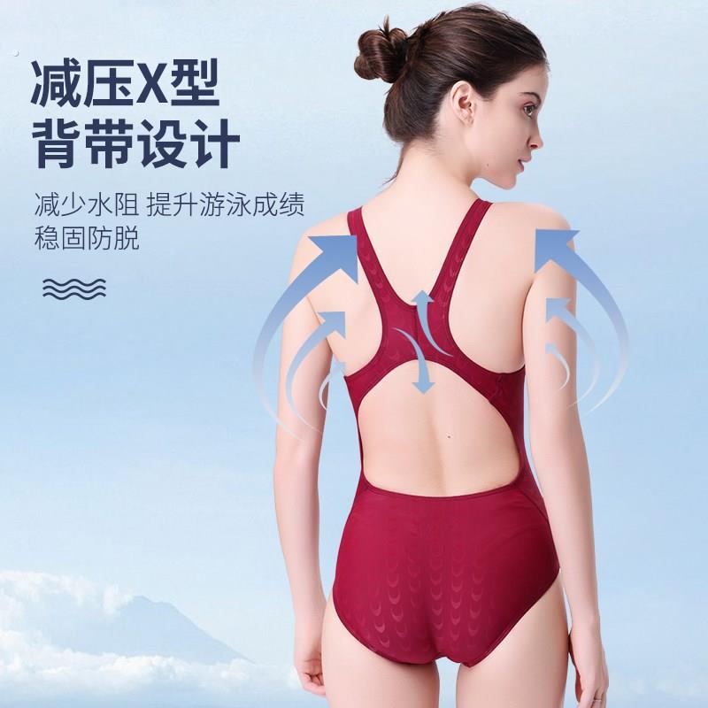 2025新款带胸垫三角连体泳衣女游泳馆专用专业竞速大码显瘦游泳装