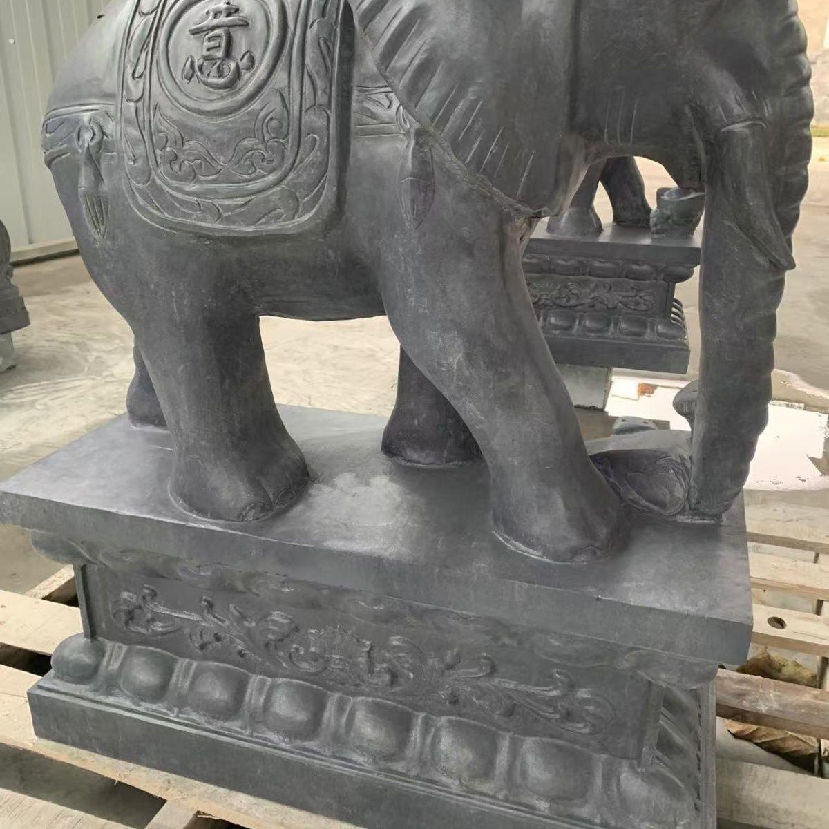石雕大象一对家用摆件小象石头青石雕刻庭院门前门口大门看门石象