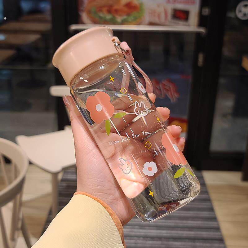 网红小清新可爱水杯女夏季简约透明玻璃杯森系少女杯子可携式随行