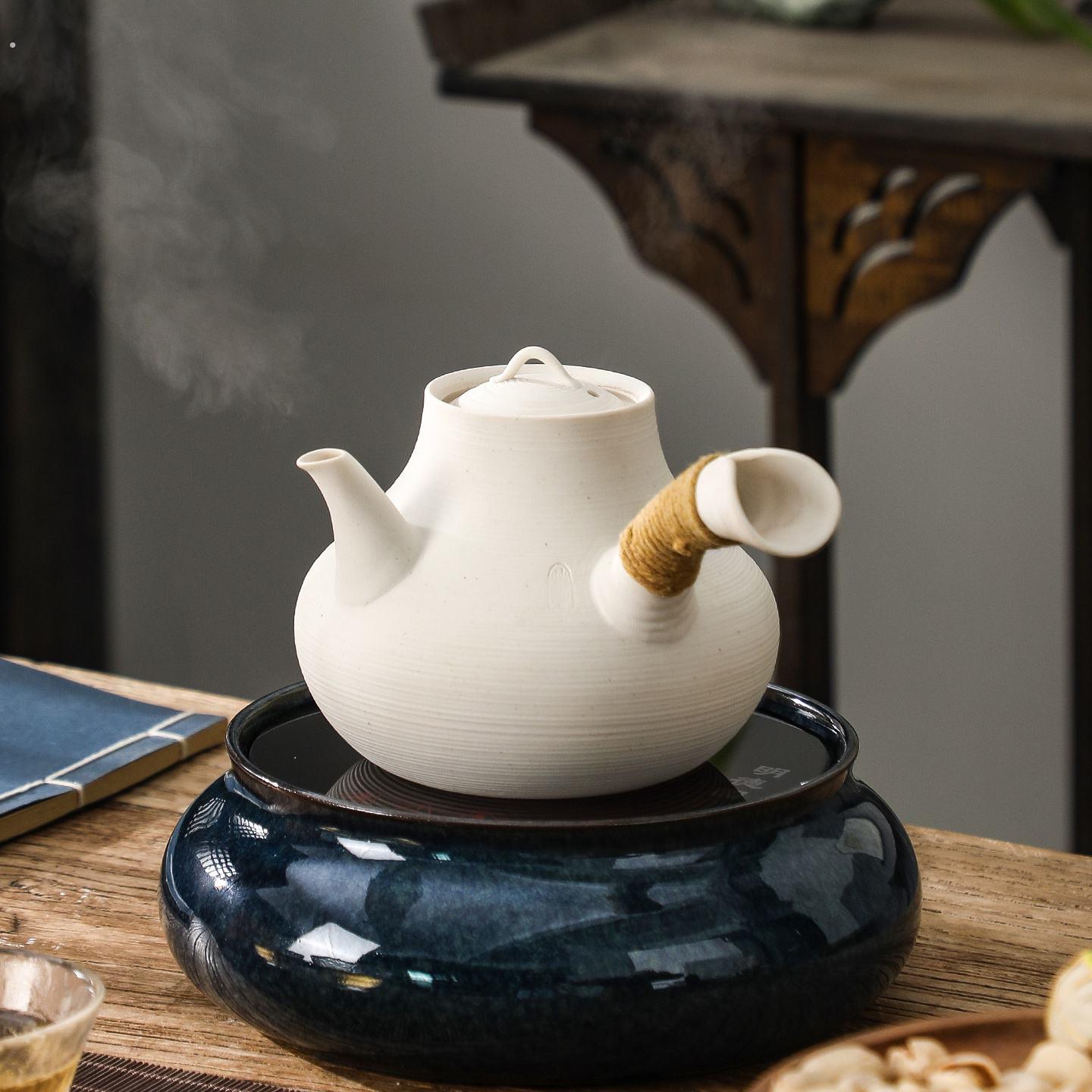 砂铫壶白泥梨壶烧水碳壶煮茶壶烧水壶碳烤炉黑晶炉用潮州工夫