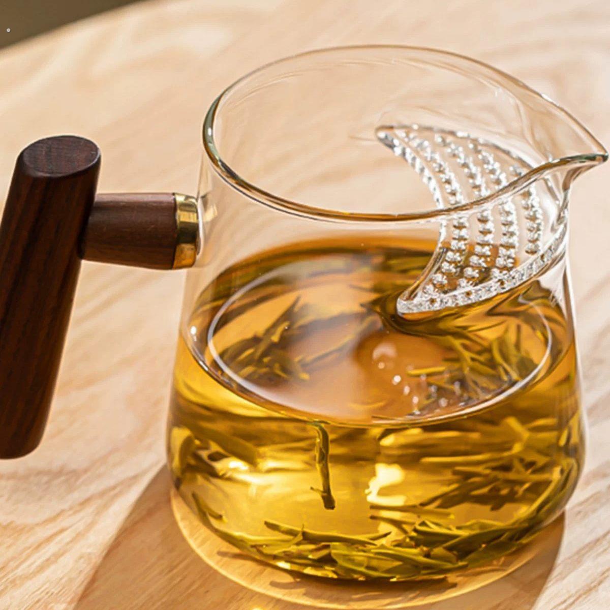 月牙杯过滤茶杯加厚一体式茶水分离专用主人杯高端绿茶玻璃公道杯