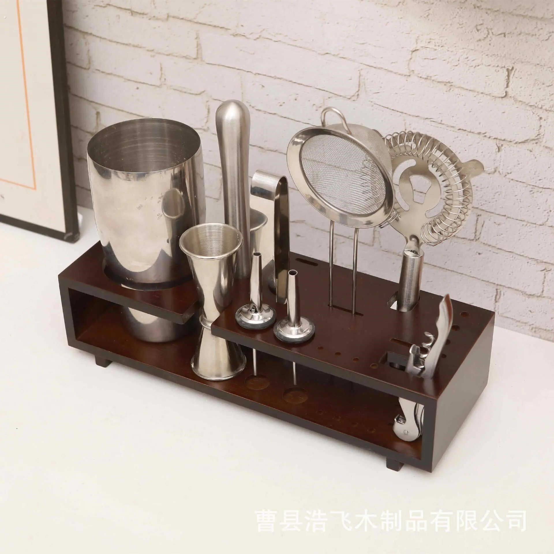美式木质调酒架调酒器置物架调酒工具杯托架鸡尾酒调酒杯架酒吧摇