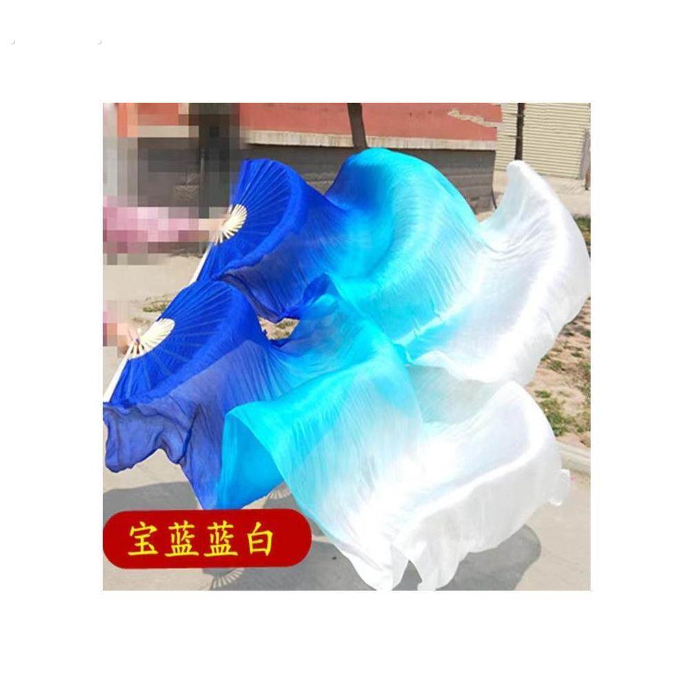 长丝扇,白粉渐层,古典舞锦鲤彷长丝舞扇,丝绸延伸中式舞扇