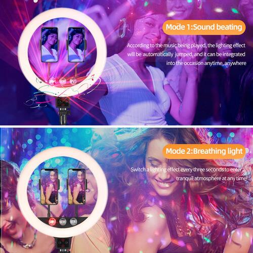 甄选直播补光灯炫彩rgb环形声控摄影自拍美颜灯13寸ring light