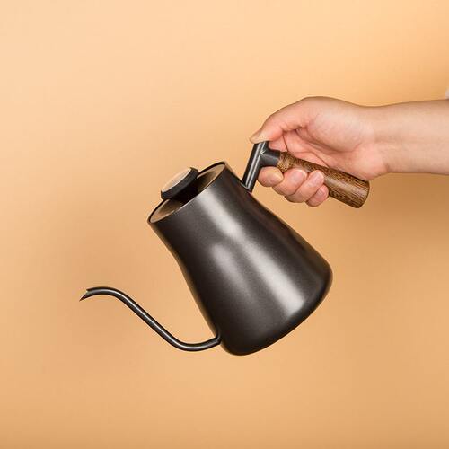 甄选铁氟龙控温手冲壶木柄不锈钢长嘴细口手冲咖啡壶coffee kettl