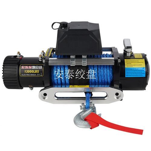 甄选新款厂家直销12v/24v 13000磅尼龙绳越野车绞盘 电动绞盘 汽