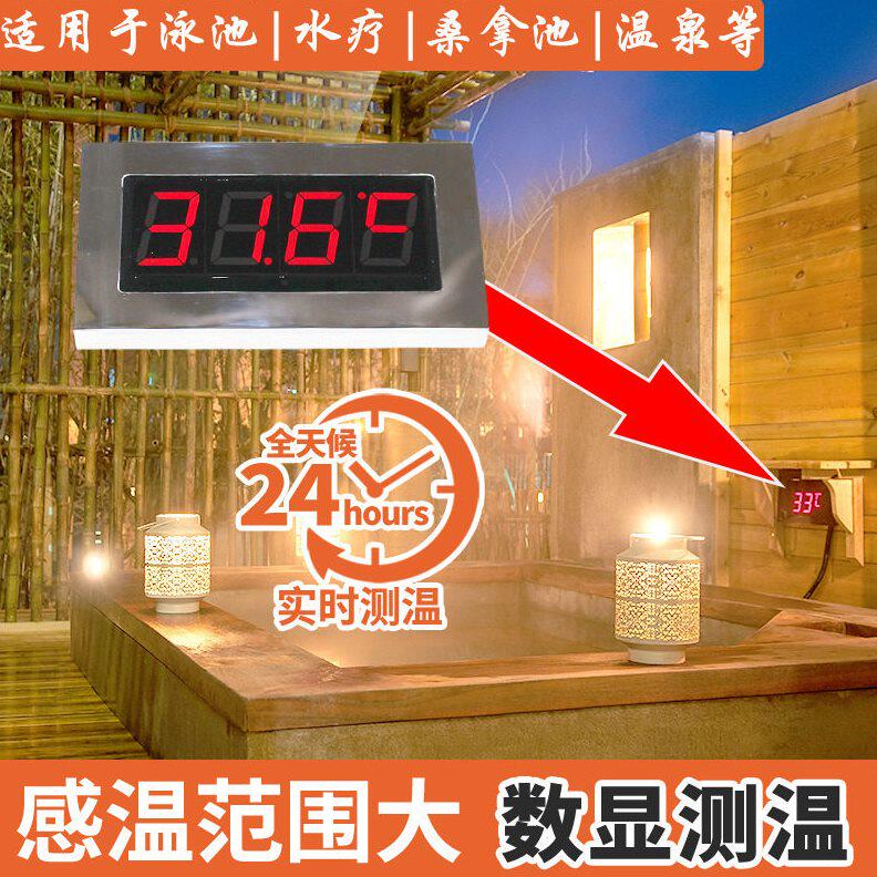 甄选304不锈钢温湿度计传感器 室内家用大棚水温温度显示器时间温