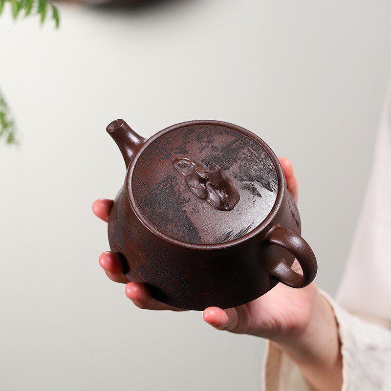 直播源头供货宜兴原矿百目紫泥紫砂壶名家全手工观山茶壶功夫茶具