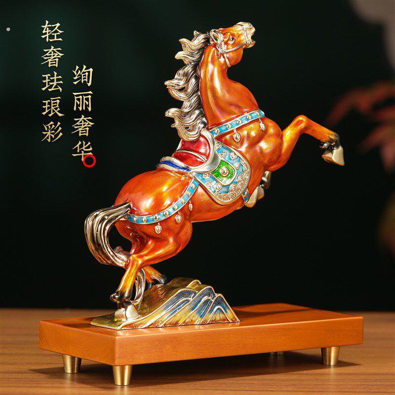 珐琅彩马摆件马到成功办公室桌面装饰品公司乔迁开业礼品高级感