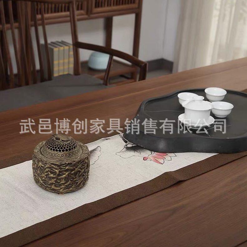甄选新中式家用实木茶桌公室老榆木禅意泡茶台茶室功夫茶桌椅组合