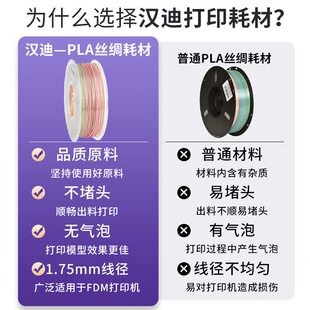甄选汉迪科技PLA丝绸彩虹渐变色PLA3D打印机耗材丝绸光泽度耗材3d