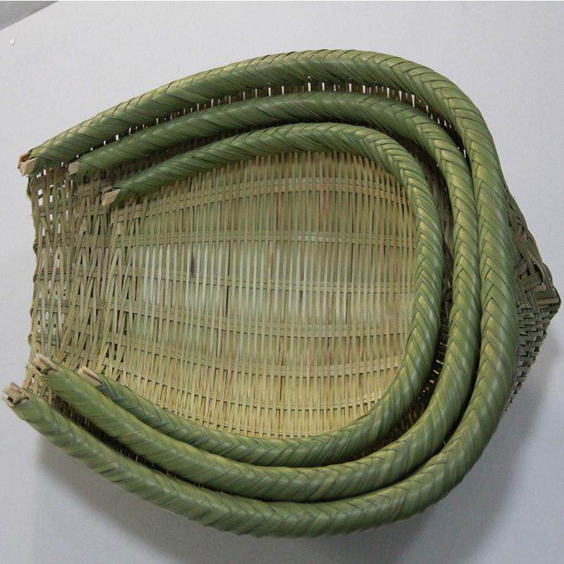 竹编开口筲箕家用全竹青簸箕洗菜沥水竹筐淘米晾晒竹制品收纳竹筛