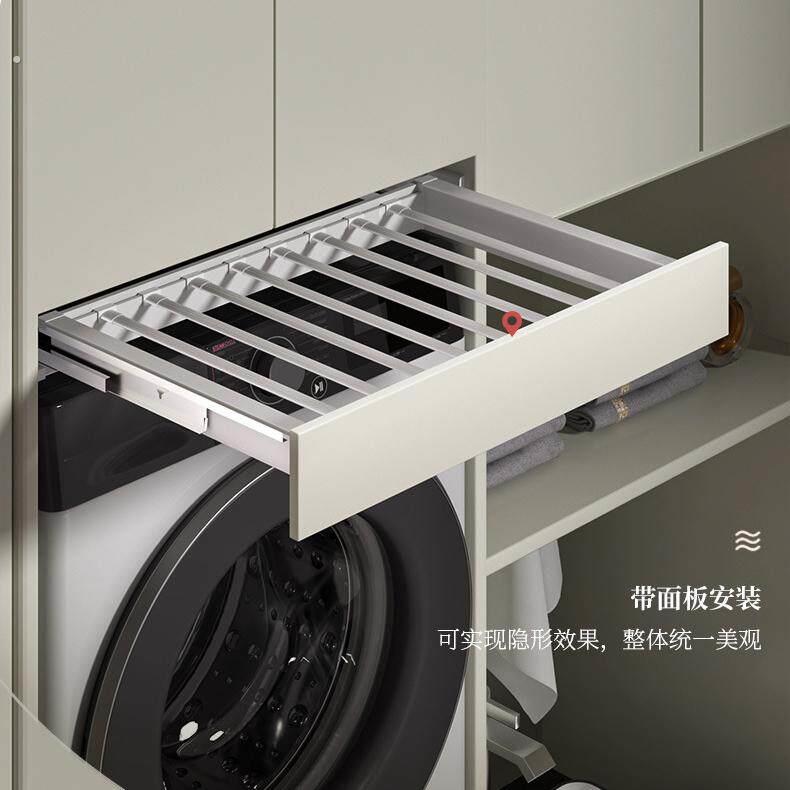 洗衣机烘干机隐形晾衣架阳台隐藏式抽拉裤架伸缩滑轨衣柜内置