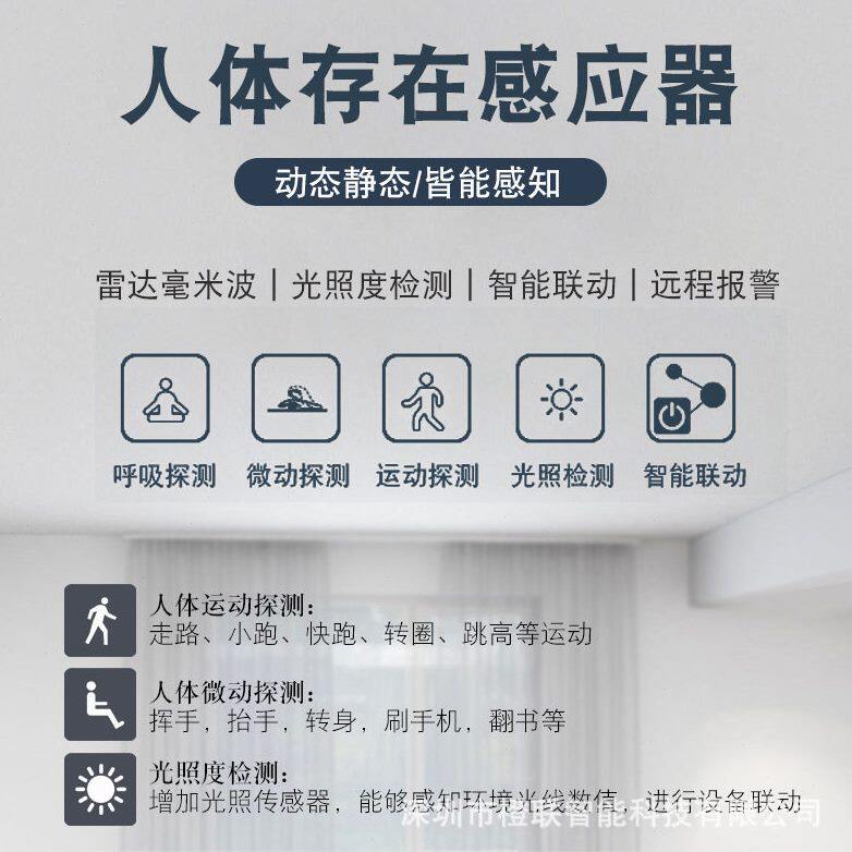 甄选涂鸦智能24G人体存在感应器 雷达毫米波探测器智能人体传感器