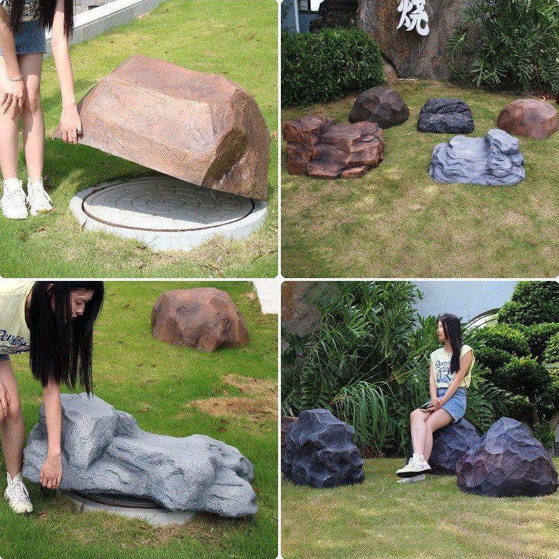 甄选假石头空心户外草坪井盖遮挡装饰品水泵防水罩消防栓设备遮盖