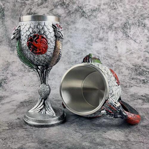 甄选跨境爆款权利的游戏冰与火之歌3D立体雕刻个性三面龙啤酒杯脚