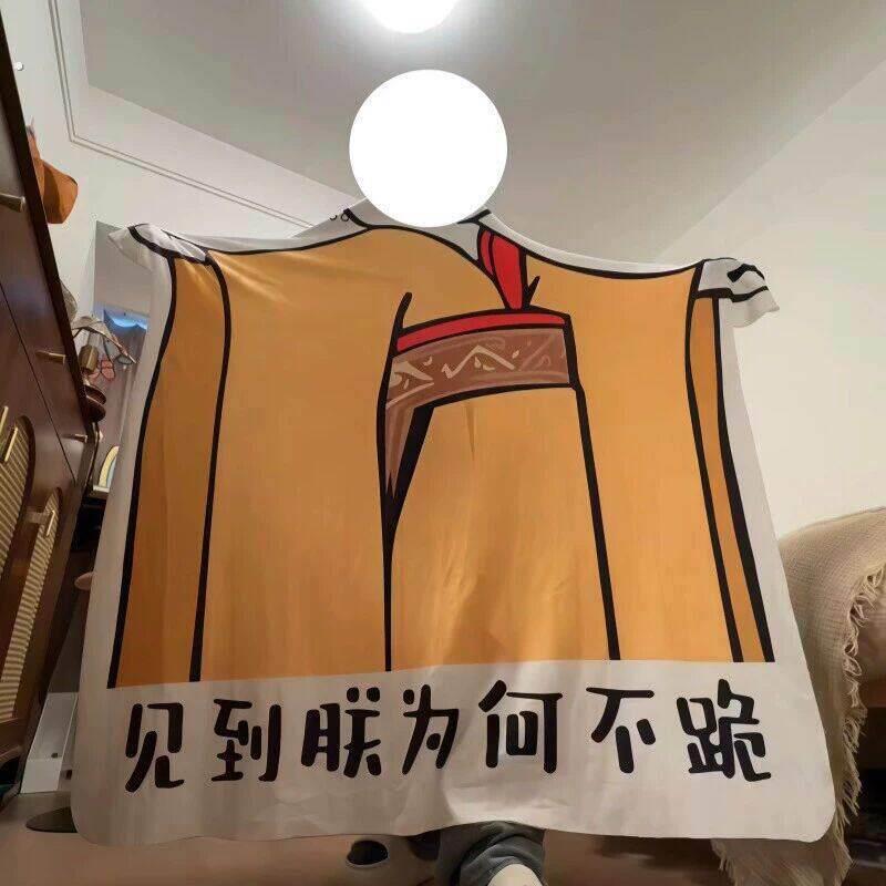 皇帝龙图毯子见到朕为何不跪异形搞怪毯宿舍法兰绒送礼午睡毯搞笑