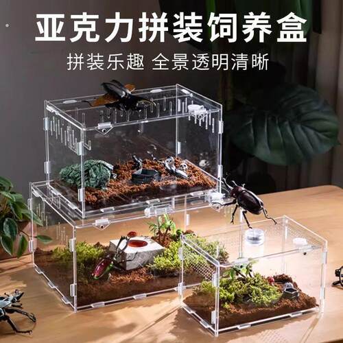 爬宠饲养箱压克力爬虫生态沙漠造景守宫角蛙蜗牛蜥蜴宠物蛇饲养盒