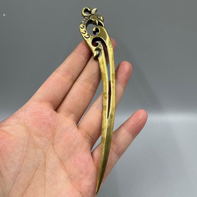 复古做旧纯黄铜凤头个性发簪簪子古装贵妇人发饰纯黄铜