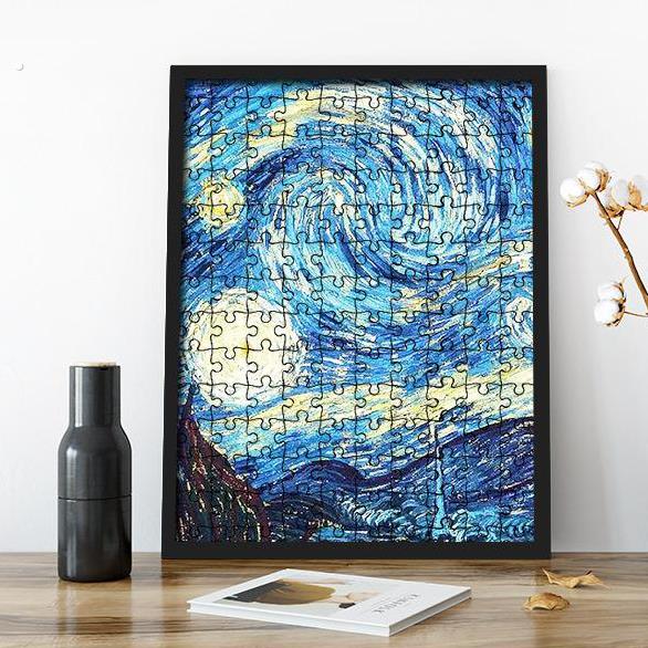 木质1000片拼图相框挂墙面装裱画 画框原木色边框300片500片现代