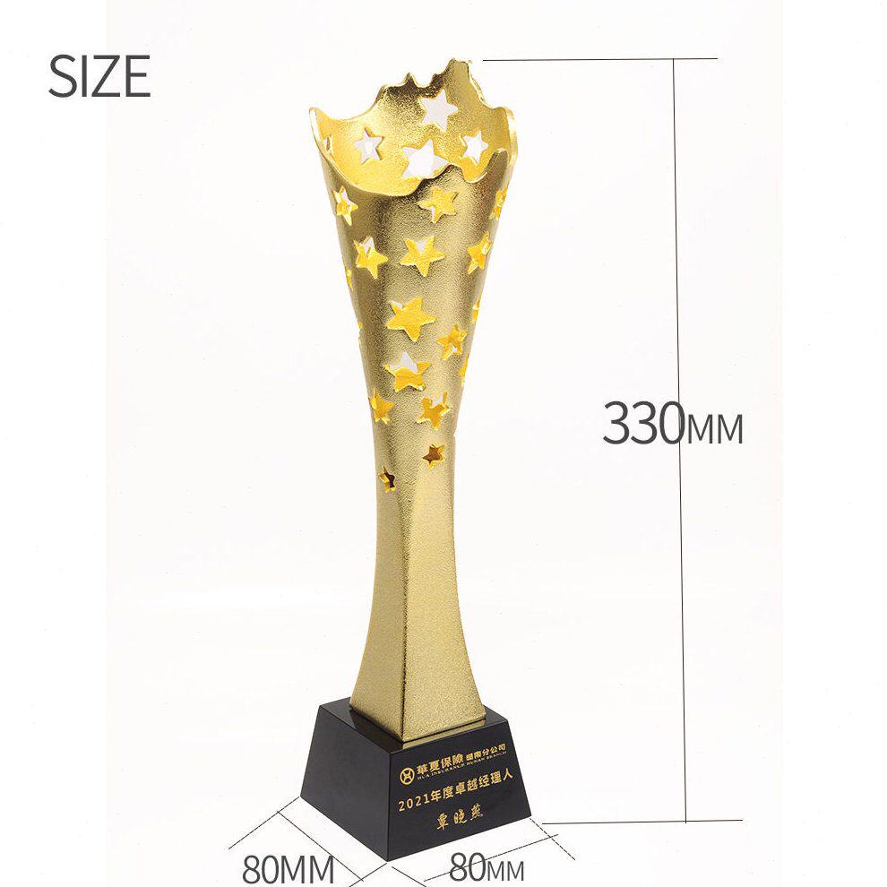 甄选空杯创意五星奖杯电镀铅锡合金奖座金属奖杯保险银行运动比赛