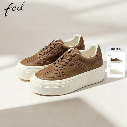 fed休闲鞋女鞋厚底小白鞋轻便