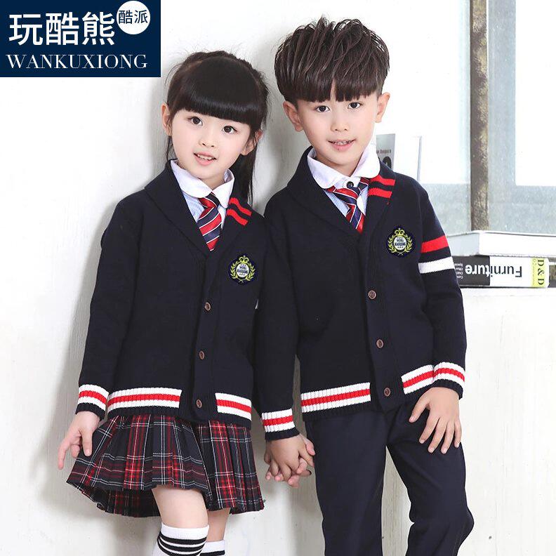 甄选童装2022小学生英伦学院风校服幼儿园园服春秋装儿童针织衫毛