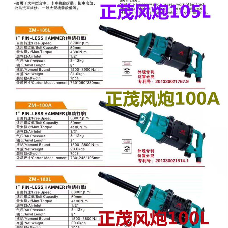 正茂本研三本气动大风炮扳手大扭力强力重型工业级汽修补胎风炮机