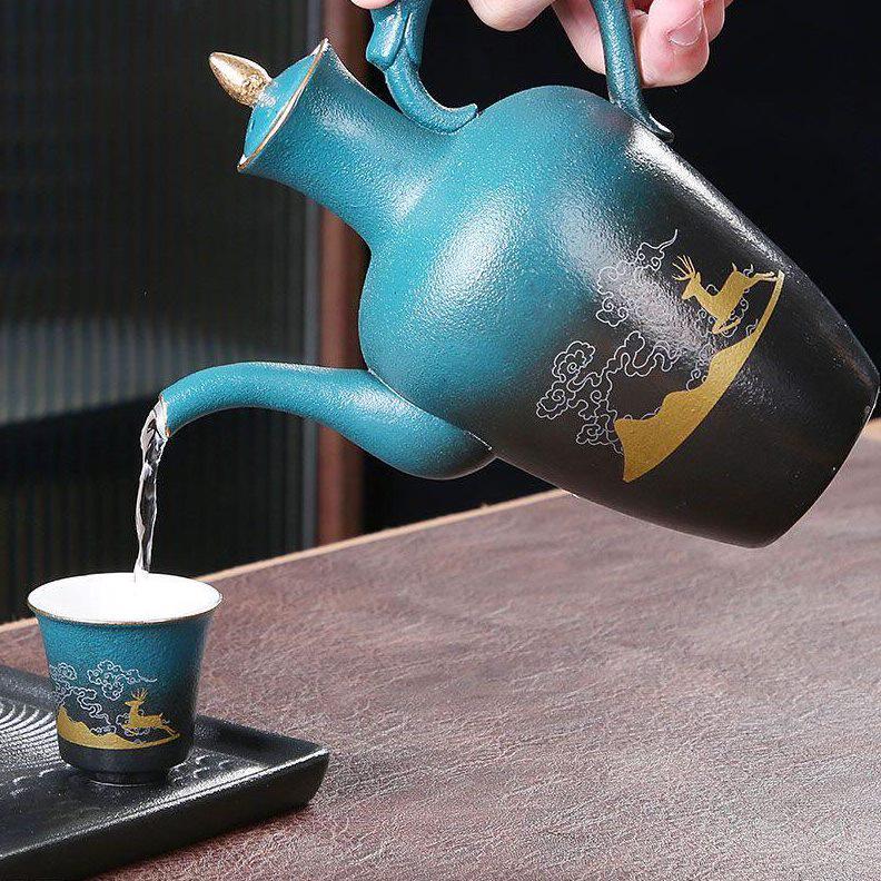 甄选温酒器中式仿古酒具酒杯酒壶套装烫酒壶陶瓷家用煮酒器清酒黄