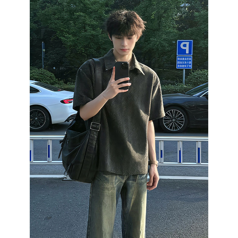 海鸥V领polo衫男款 夏季痞帅老钱风穿搭短袖cleanfit休闲情侣半袖