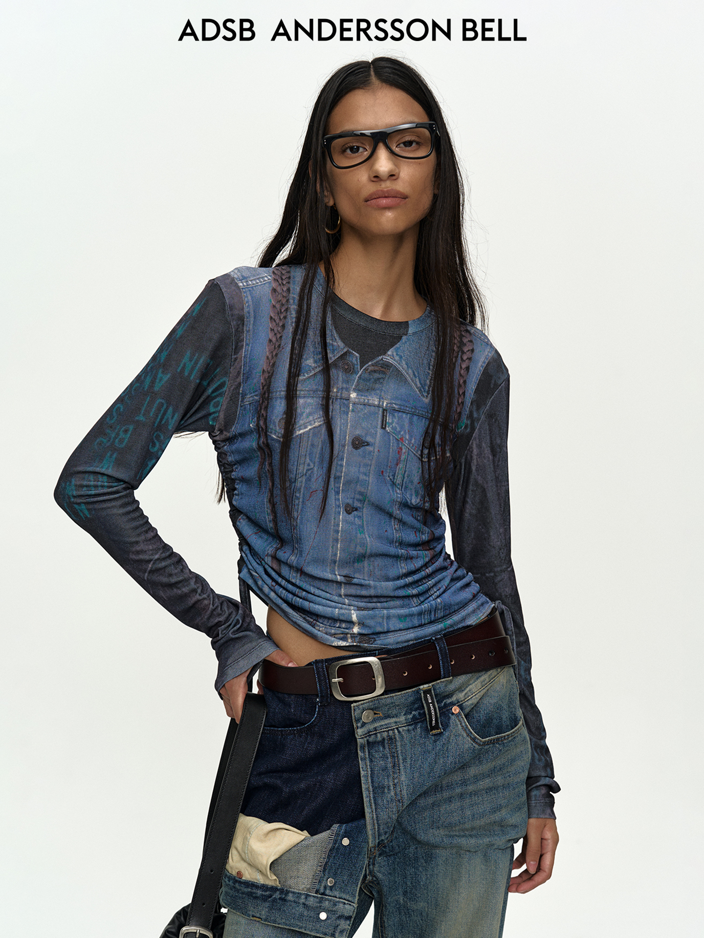 thumbnail for Andersson Bell 26 Spring/Summer Denim Patchwork Print Top