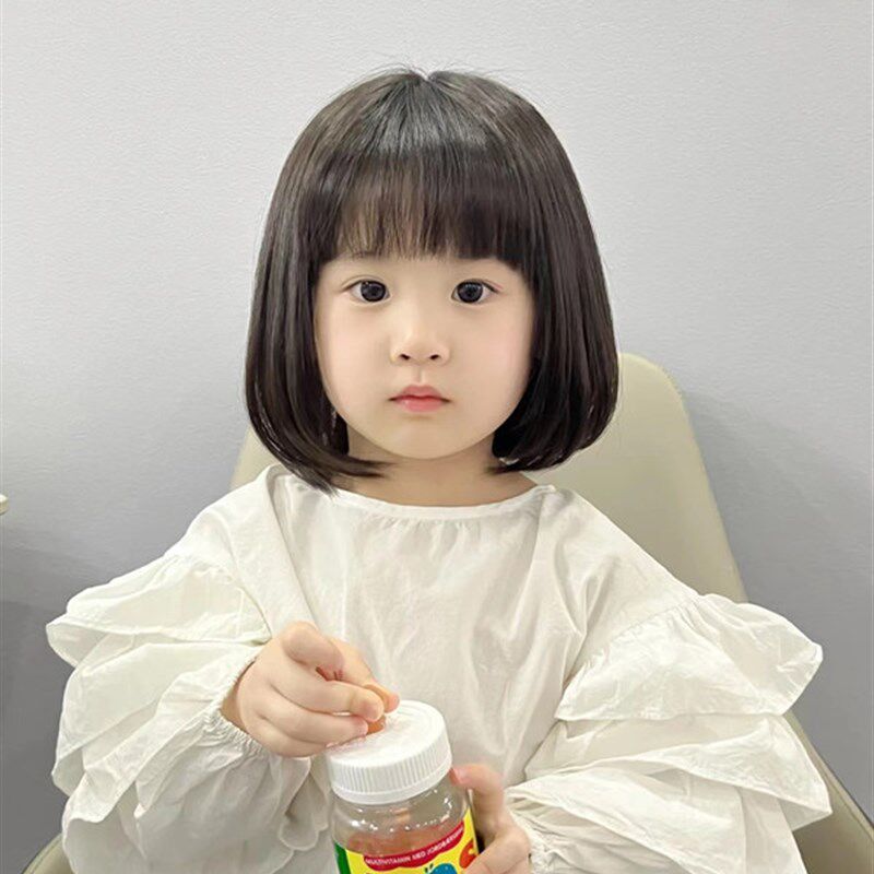 儿童女假发女孩甜美可爱真发假发儿童女假发女宝逼真学生头套假发