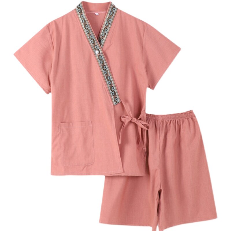 高档情侣汗蒸服男款开衫洗浴足浴服女加肥大泰式按摩服温泉桑拿服