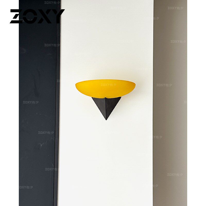 zoxy中古法式包豪斯vintage复古客厅卧室床头壁灯琥珀玻璃镜前灯