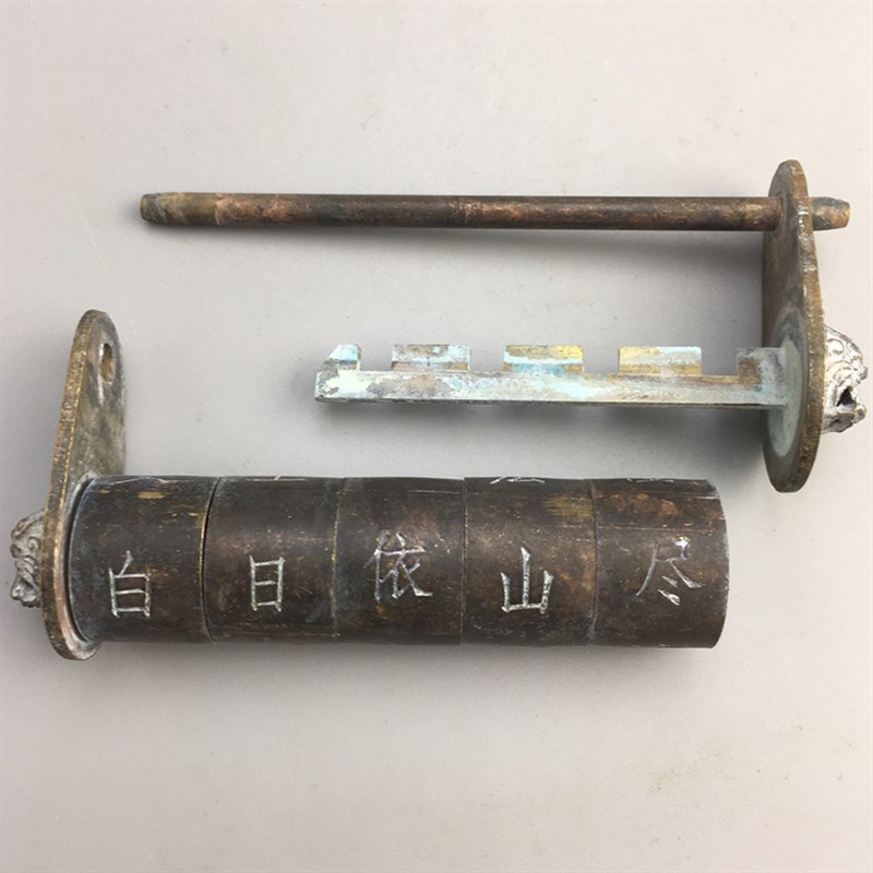 古玩铜器收藏仿古做旧密码锁铜锁老式锁摆件老物件影视道具两款