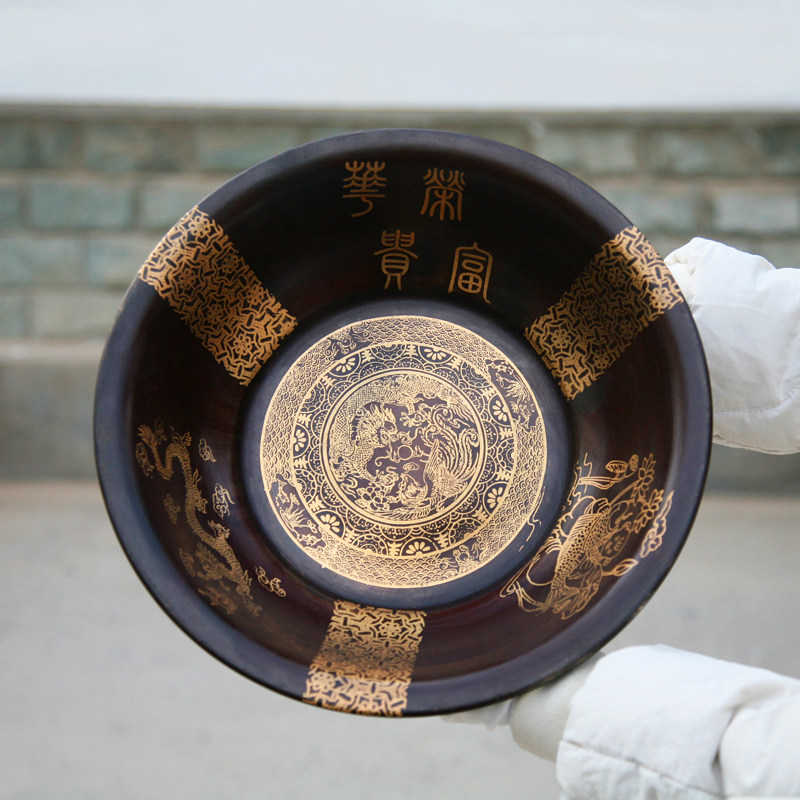 贞玉吉 仿古手工老铜盆纯铜家用加厚婚庆结婚盆泡脚盆洗脸盆足浴
