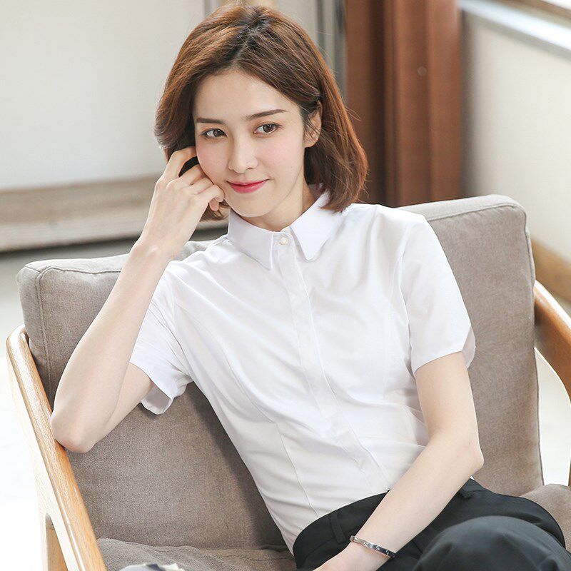 粉色衬衫女短袖夏季职业正装工作服2025新款工装竹纤维女士白衬衣