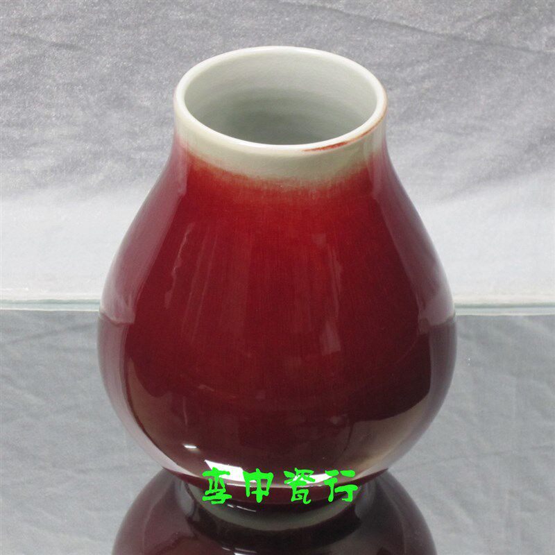 景德镇陶瓷器 花瓶 窑变瓷瓶 福筒瓶 红色花瓶 郎红瓷瓶 瓷器摆件