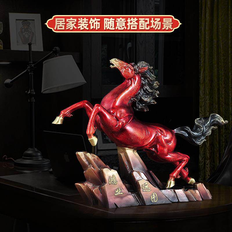 铜马摆件招财红色马工艺品马到成功开业礼品领导办公室老板桌装饰